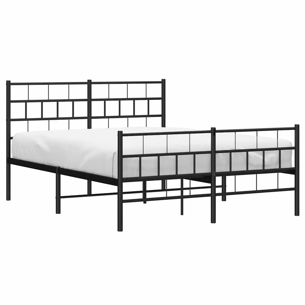 Metal Bed Frame Bedroom 135x190 cm Black Steel