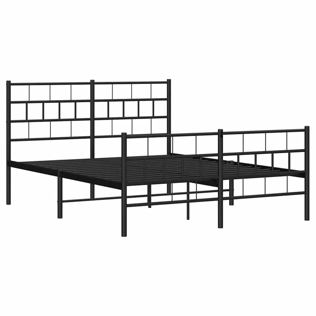 Metal Bed Frame Bedroom 135x190 cm Black Steel