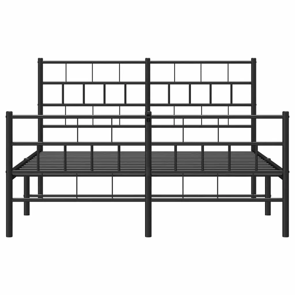 Metal Bed Frame Bedroom 135x190 cm Black Steel