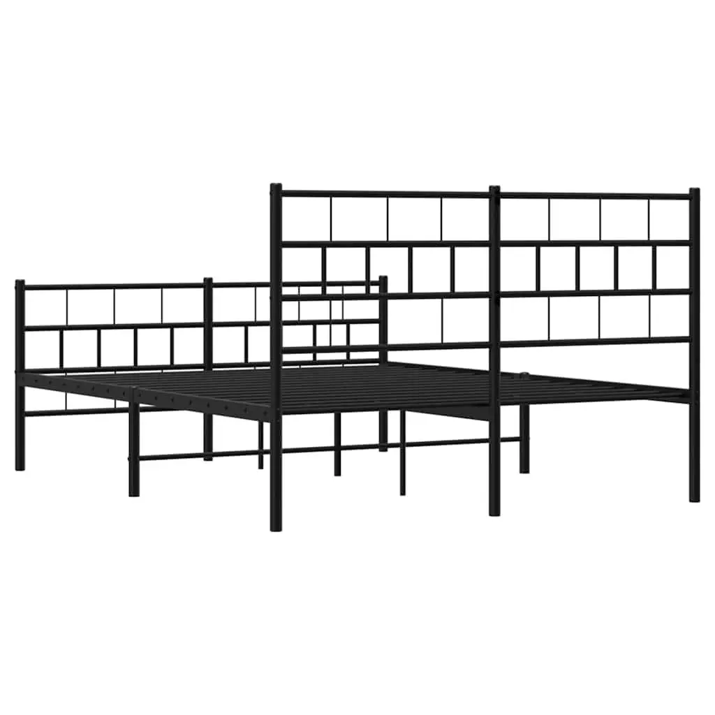 Metal Bed Frame Bedroom 135x190 cm Black Steel