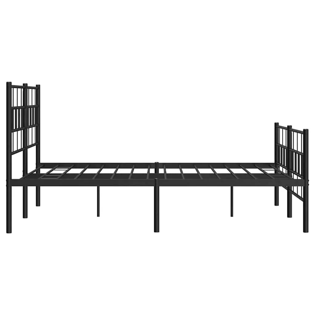 Metal Bed Frame Bedroom 135x190 cm Black Steel