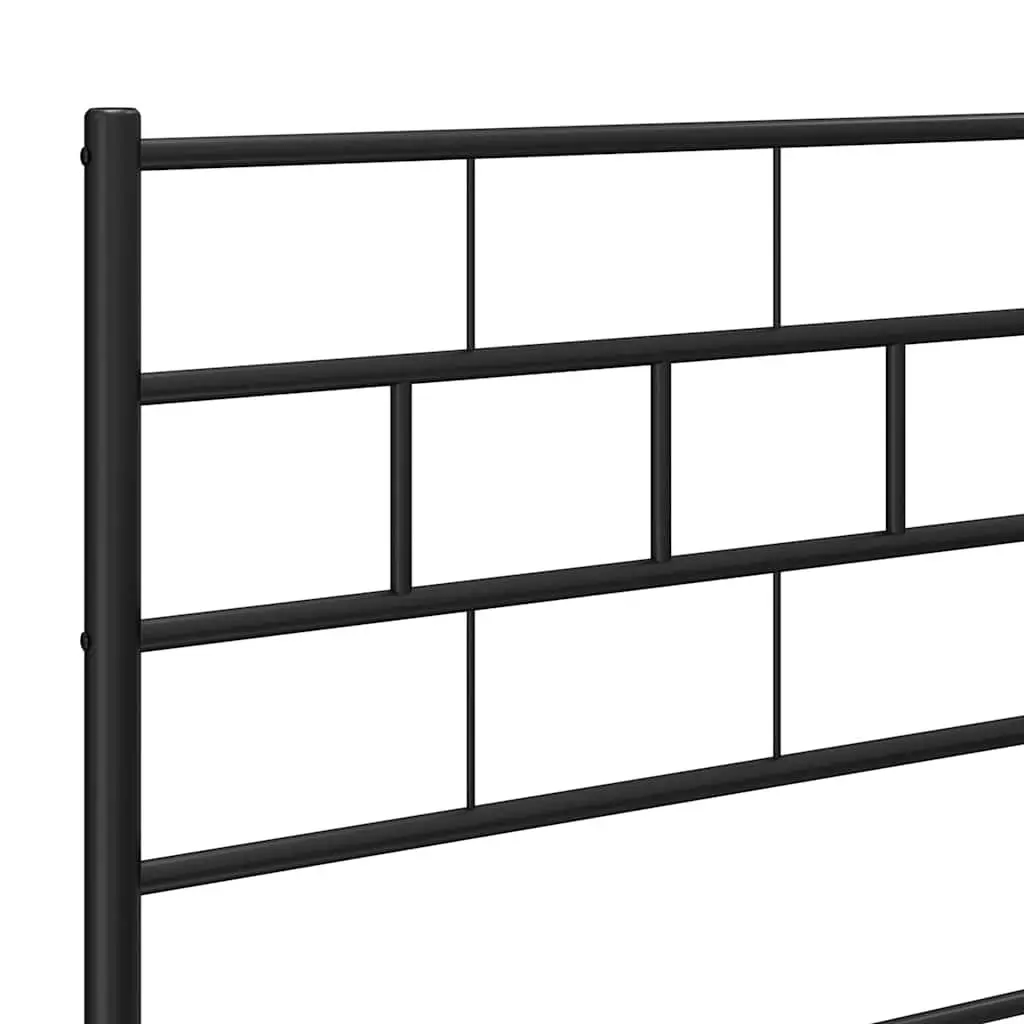 Metal Bed Frame Bedroom 135x190 cm Black Steel