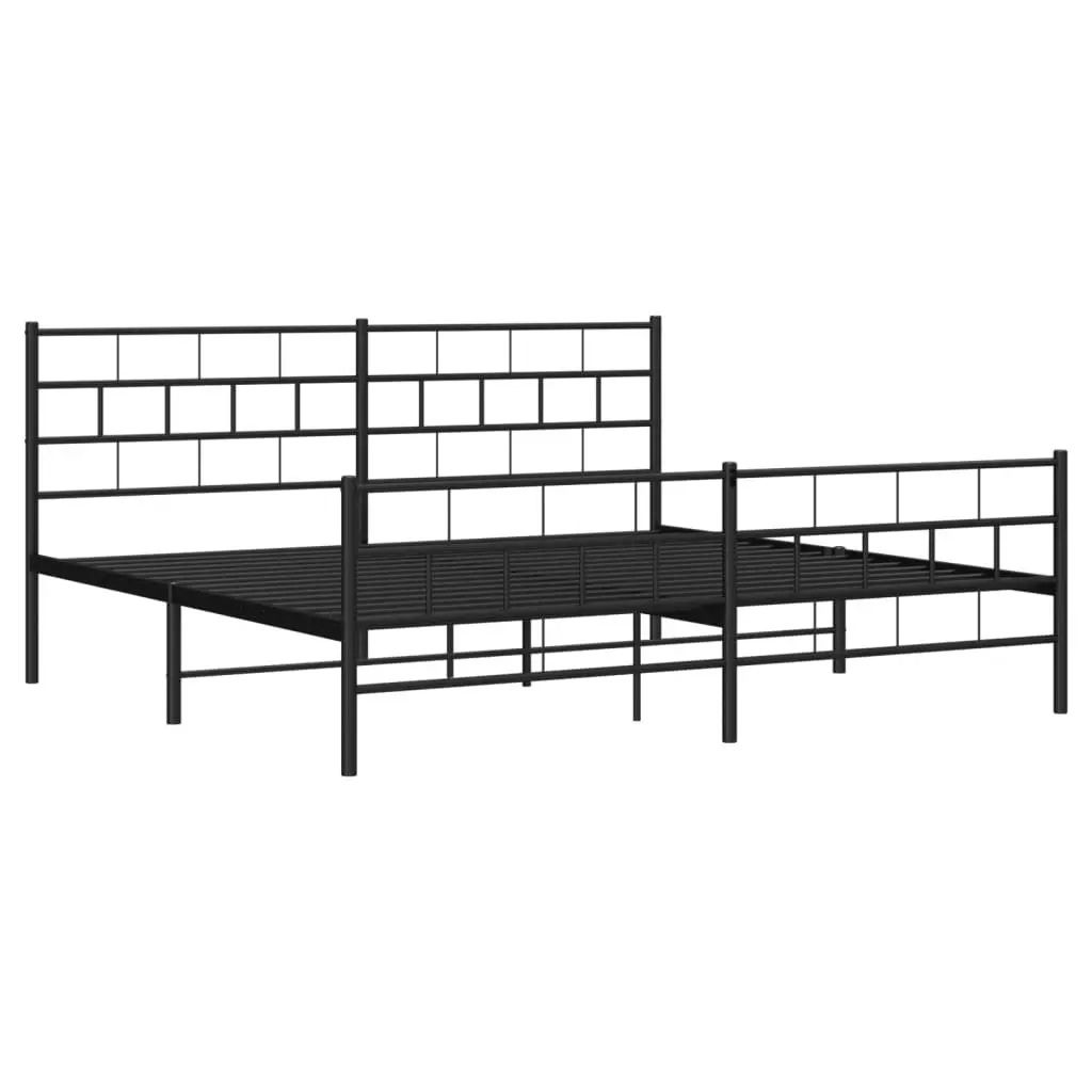 Metal Bed Frame King Size 183x203cm Black Bedroom Furniture with Footboard