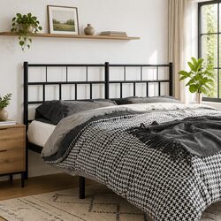 Black Metal Headboard - 135 cm Wide with Steel Build