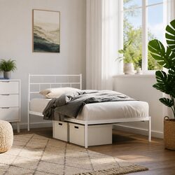 Metal Bed Frame King Single 107x203 cm with Headboard