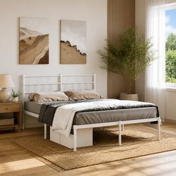Metal Bed Frame 150x200 cm with Steel Headboard