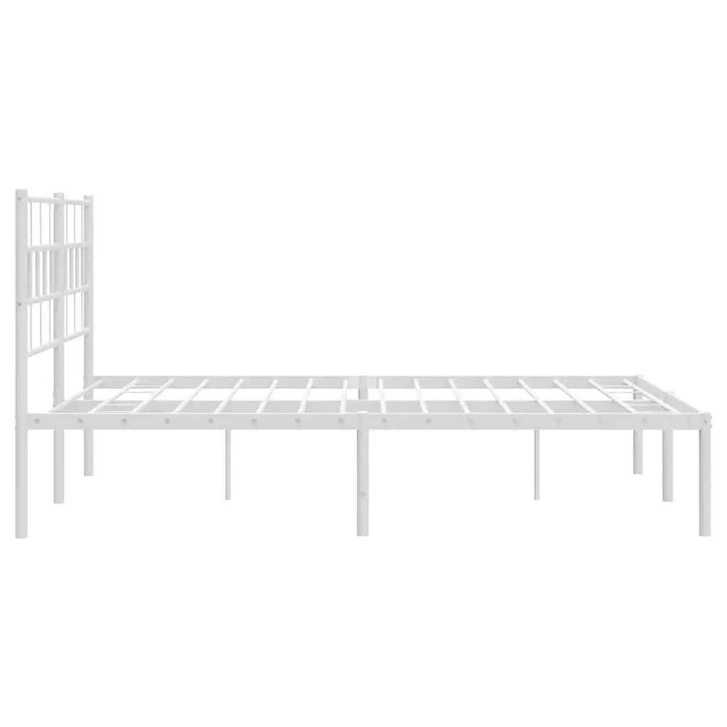 Metal Bed Frame Bedroom 150x200 cm White Steel Slats