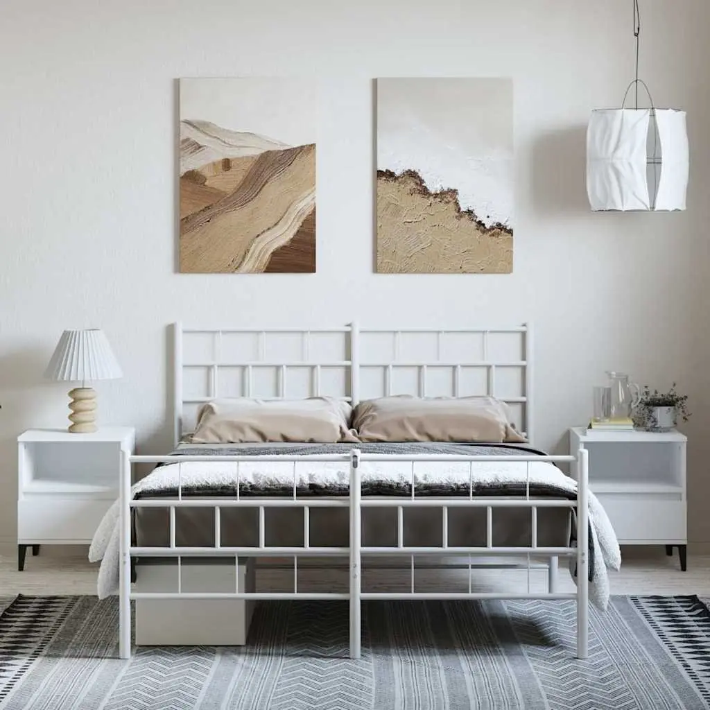 Metal Bed Frame Bedroom 150x200 cm White