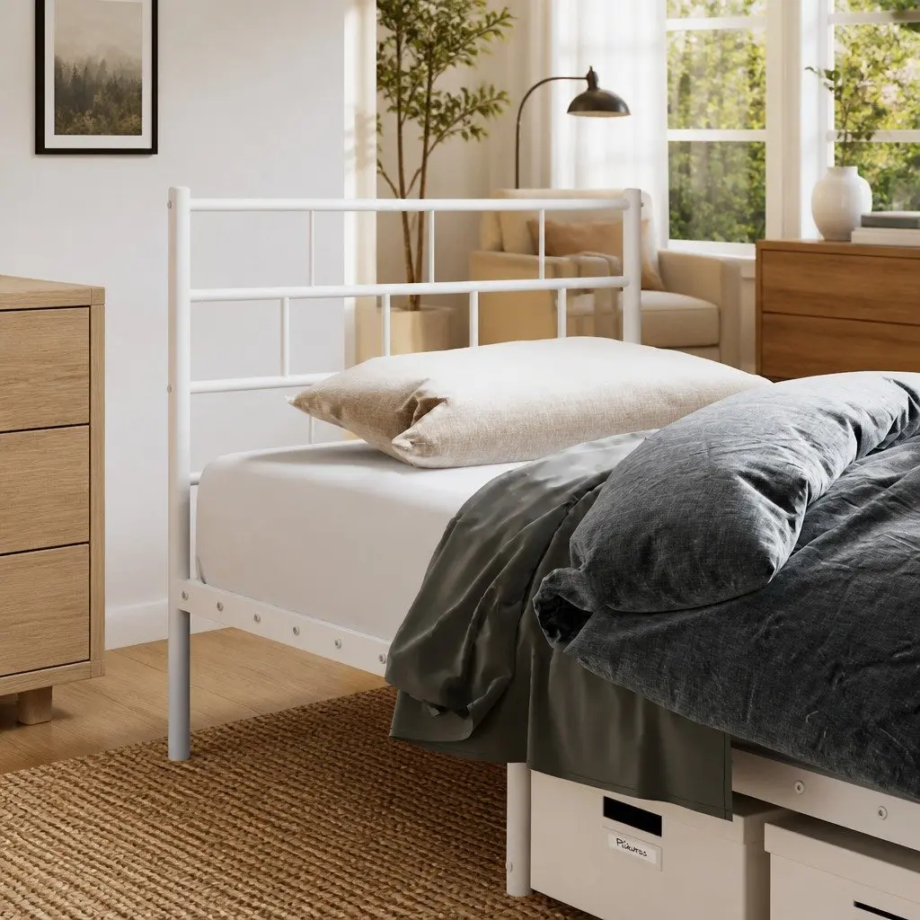 Metal Headboard White 90cm Bed Header Powder Coated Steel Frame
