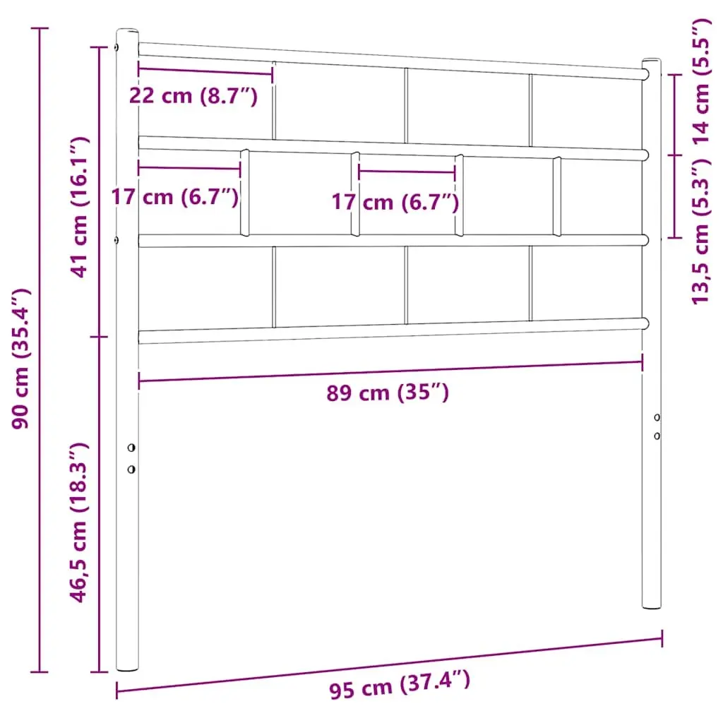 Metal Headboard White 90cm Bed Header Powder Coated Steel Frame