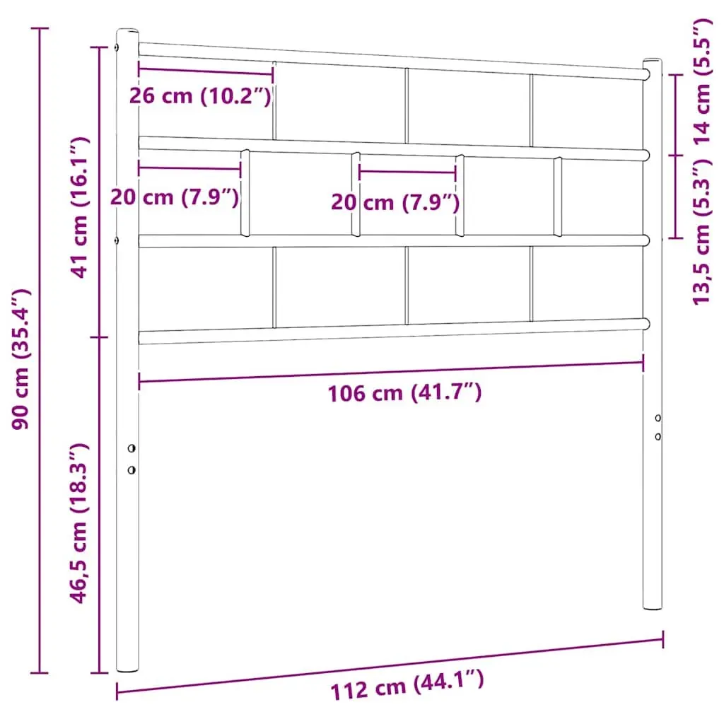 Metal Headboard Bedroom 107cm White Powder-Coated Steel