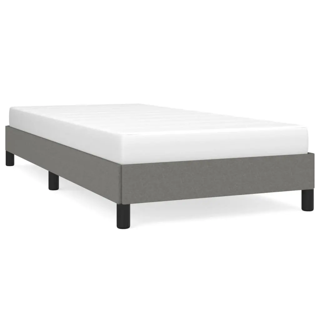 Bed Frame King Single Bedroom Grey Fabric Upholstered Plywood Slats Sturdy Support Legs