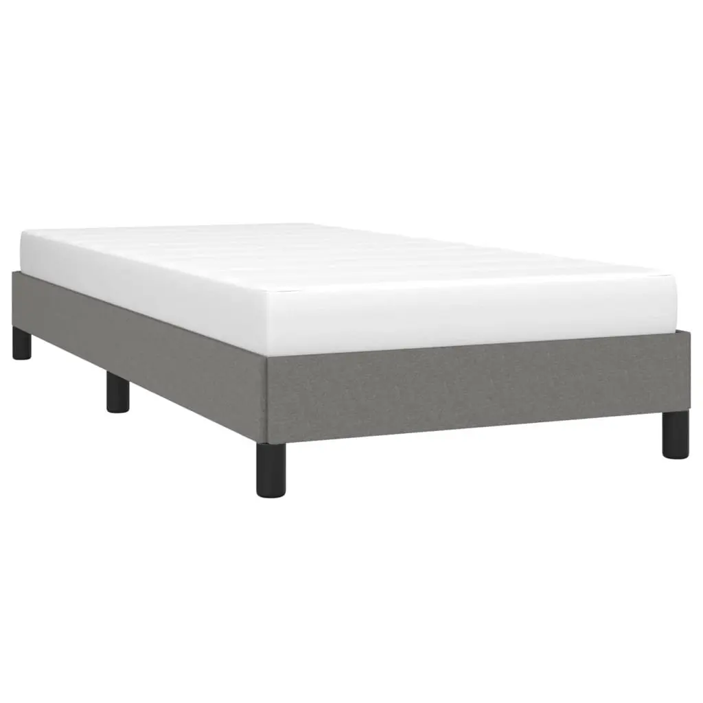 Bed Frame King Single Bedroom Grey Fabric Upholstered Plywood Slats Sturdy Support Legs