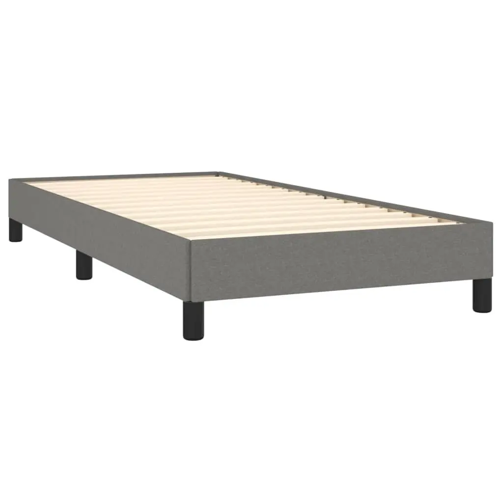 Bed Frame King Single Bedroom Grey Fabric Upholstered Plywood Slats Sturdy Support Legs