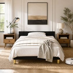 King Single Bed Frame Specifications: Black Fabric