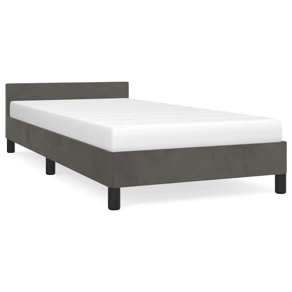 King Single Bed Frame with Grey Velvet