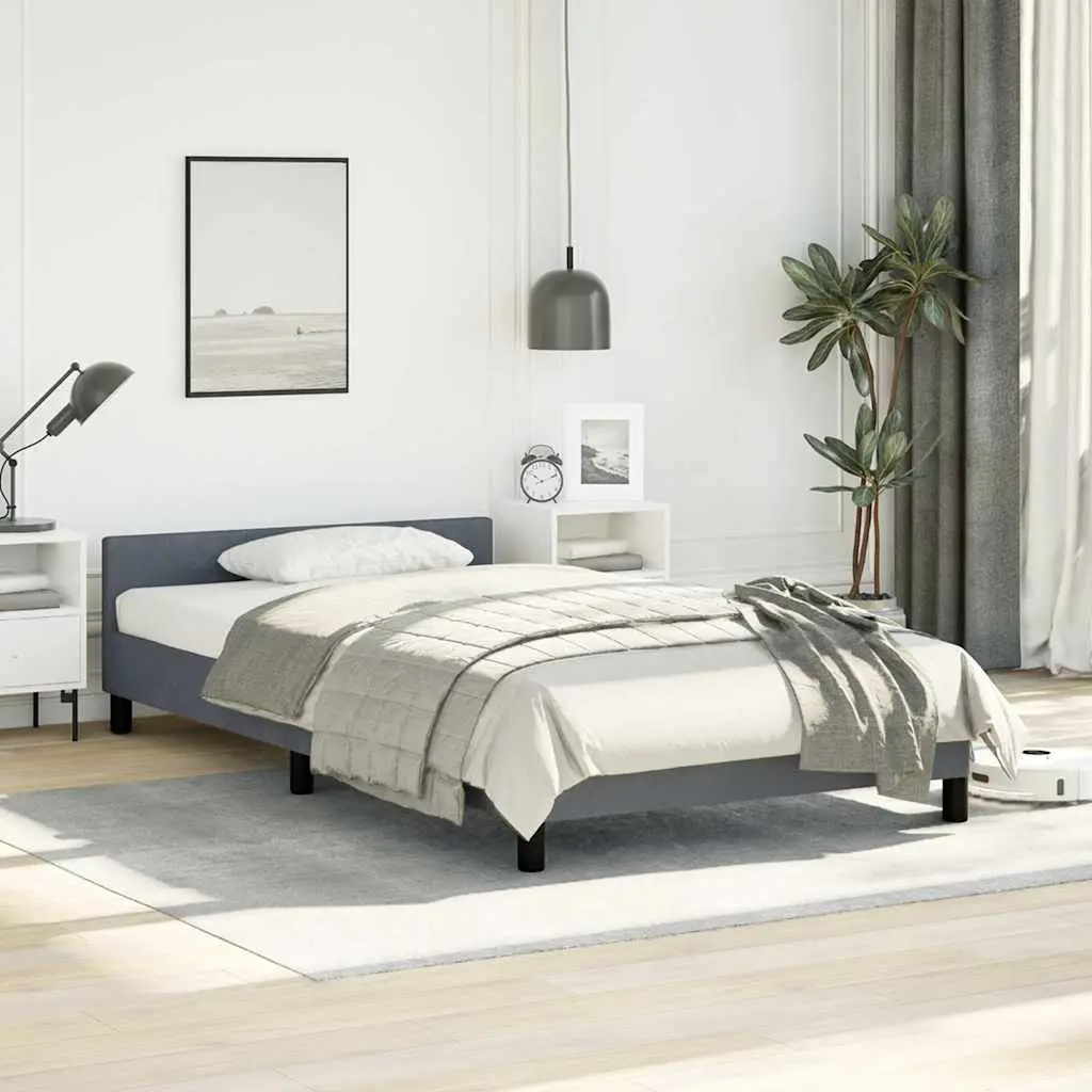 King Single Bed Frame with Grey Velvet