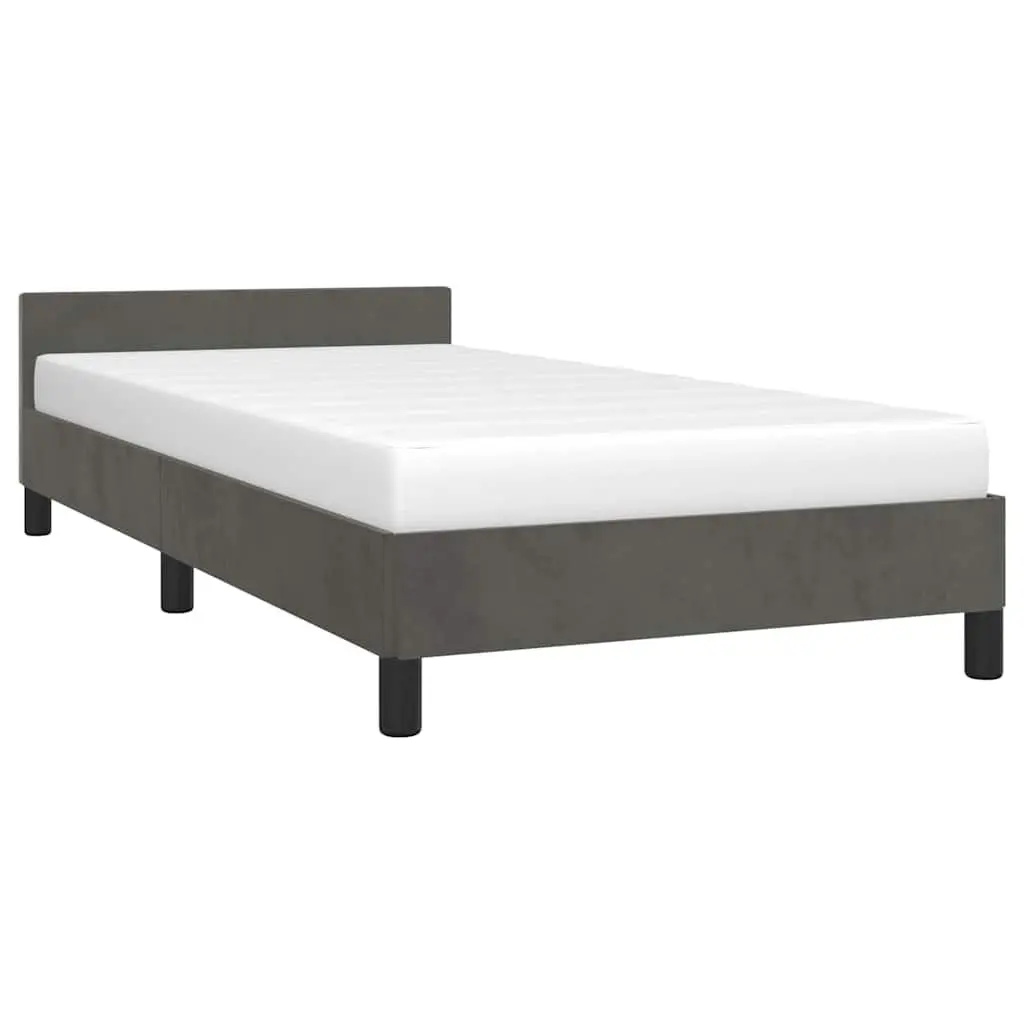 King Single Bed Frame with Grey Velvet