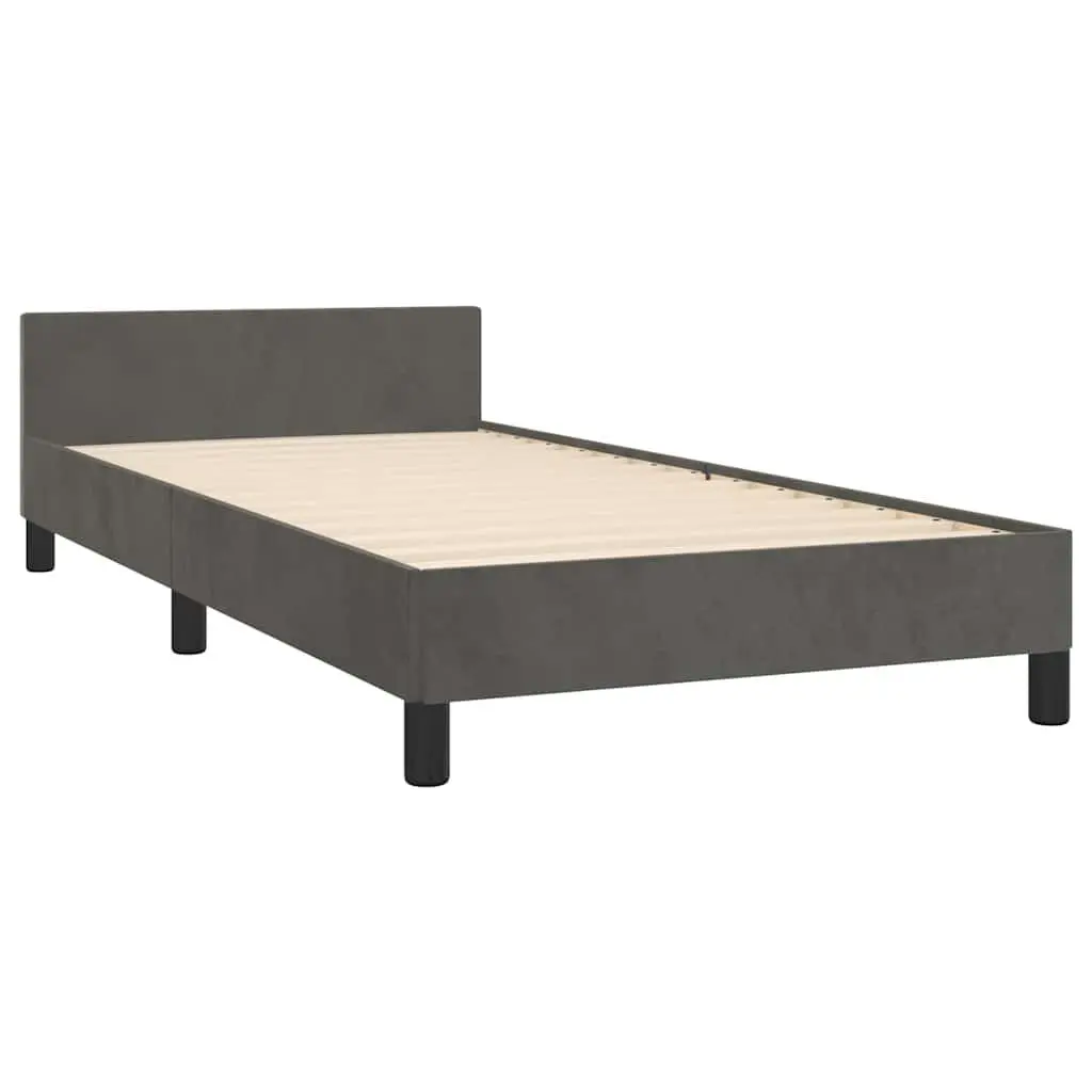 King Single Bed Frame with Grey Velvet