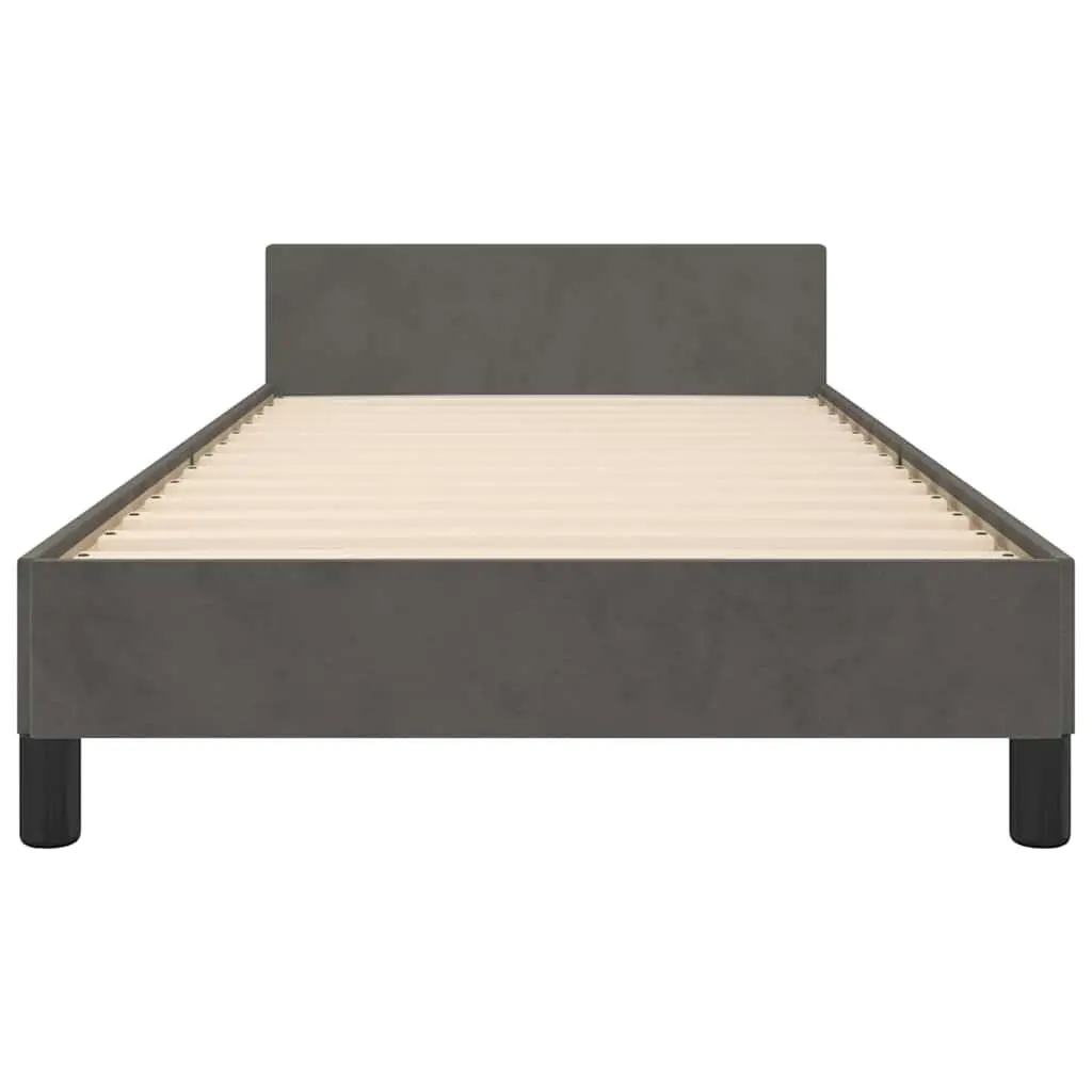 King Single Bed Frame with Grey Velvet