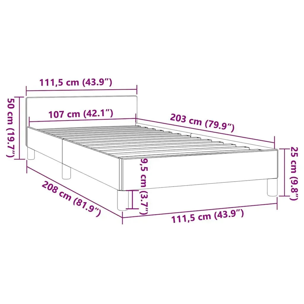 King Single Bed Frame with Grey Velvet