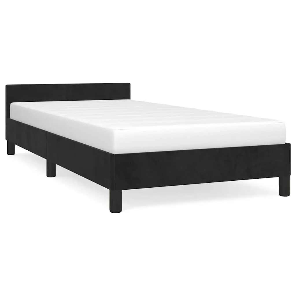 Black Velvet King Single Bed Frame