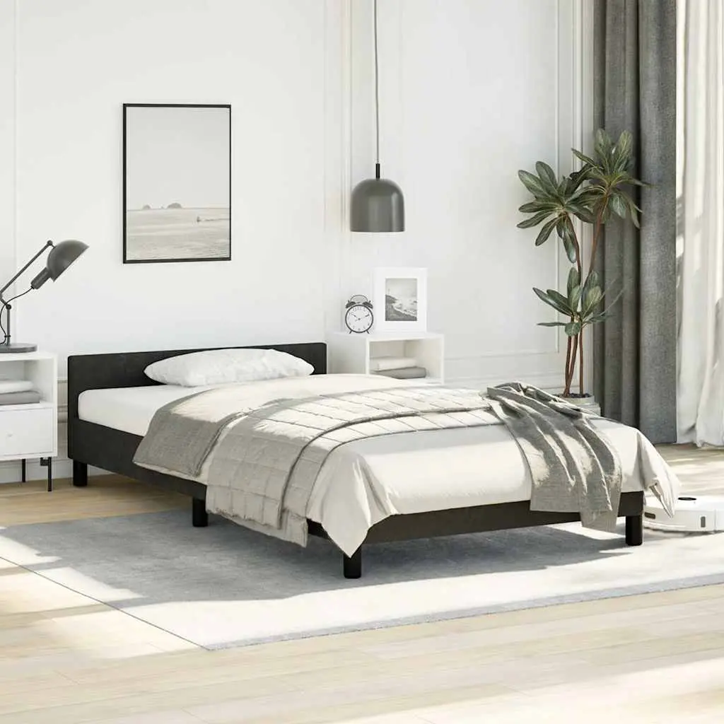 Black Velvet King Single Bed Frame