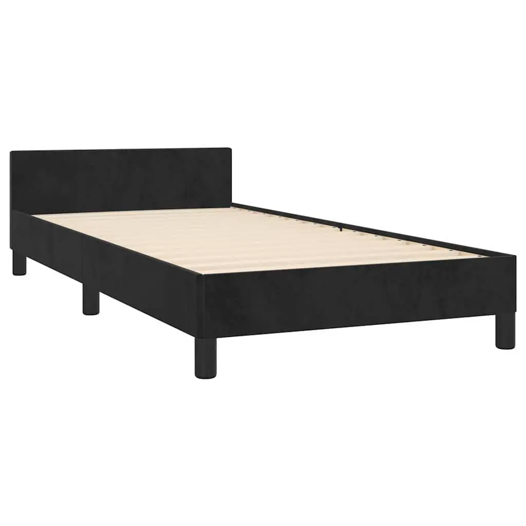 Black Velvet King Single Bed Frame
