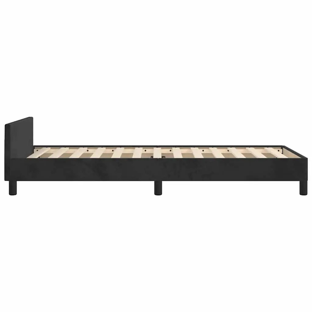 Black Velvet King Single Bed Frame