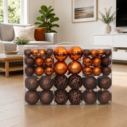 Christmas Baubles 100 pcs Brown Shatterproof Ornament Set 3cm 4cm 6cm Tree Decor