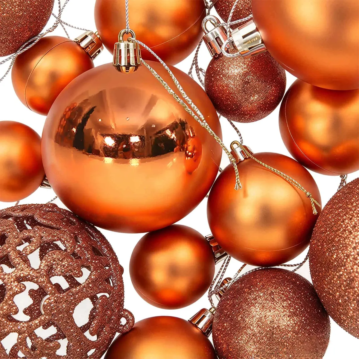 Christmas Baubles Set for Tree Decor 100 Piece Brown Shatterproof 3cm 4cm 6cm