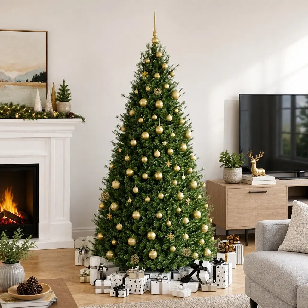 Gold Shatterproof Christmas Bauble Set Multiple Sizes and Styles 111 Piece for Home Tree Garland Wreath Window Displays