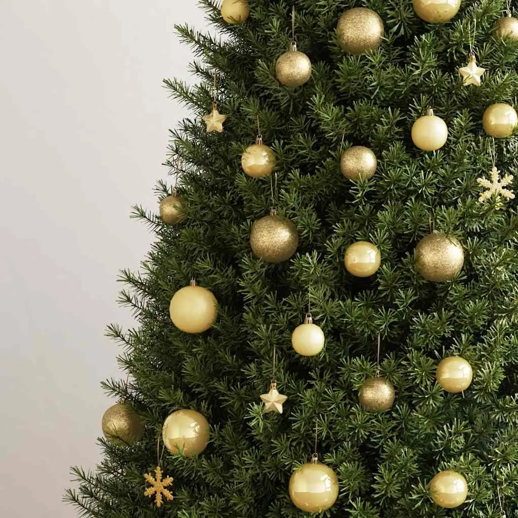 Gold Shatterproof Christmas Bauble Set Multiple Sizes and Styles 111 Piece for Home Tree Garland Wreath Window Displays