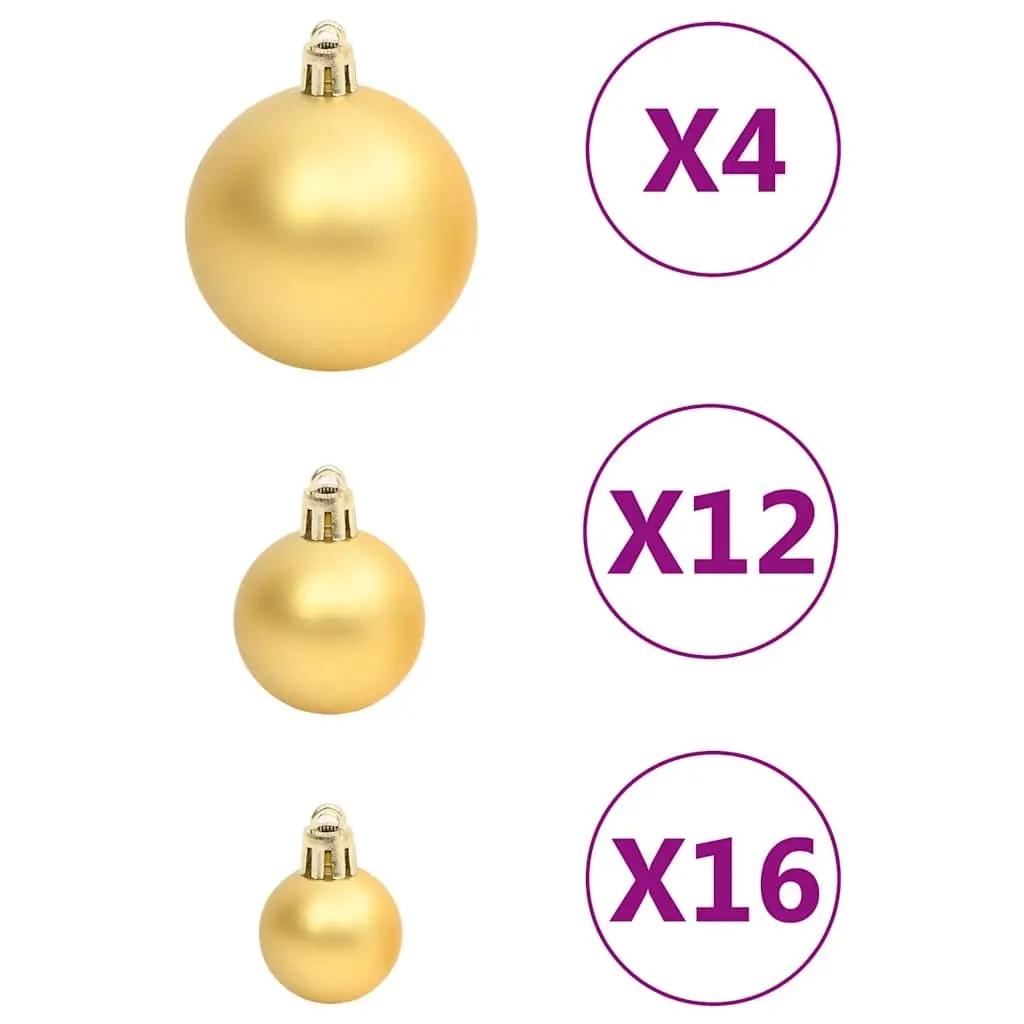 Gold Shatterproof Christmas Bauble Set Multiple Sizes and Styles 111 Piece for Home Tree Garland Wreath Window Displays