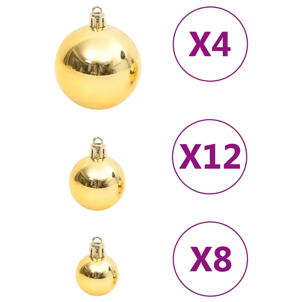 Gold Shatterproof Christmas Bauble Set Multiple Sizes and Styles 111 Piece for Home Tree Garland Wreath Window Displays