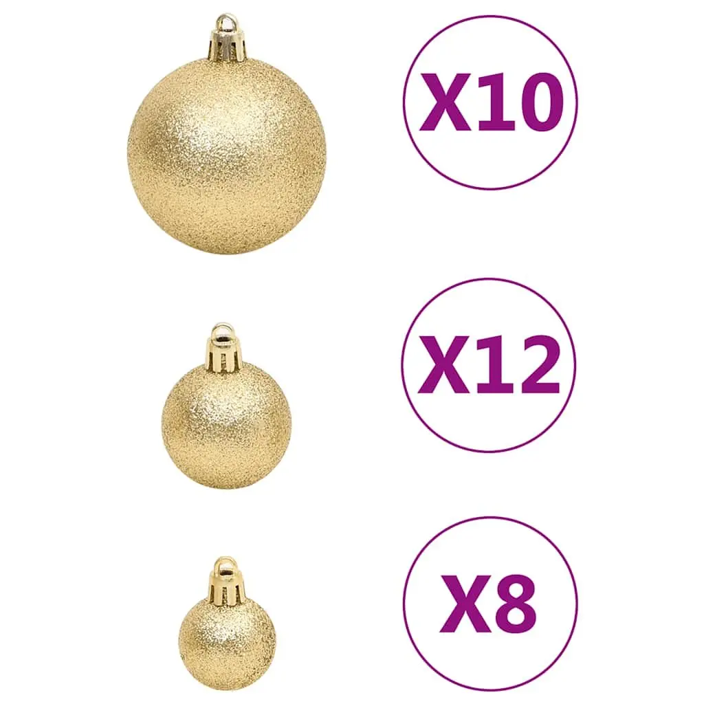 Gold Shatterproof Christmas Bauble Set Multiple Sizes and Styles 111 Piece for Home Tree Garland Wreath Window Displays