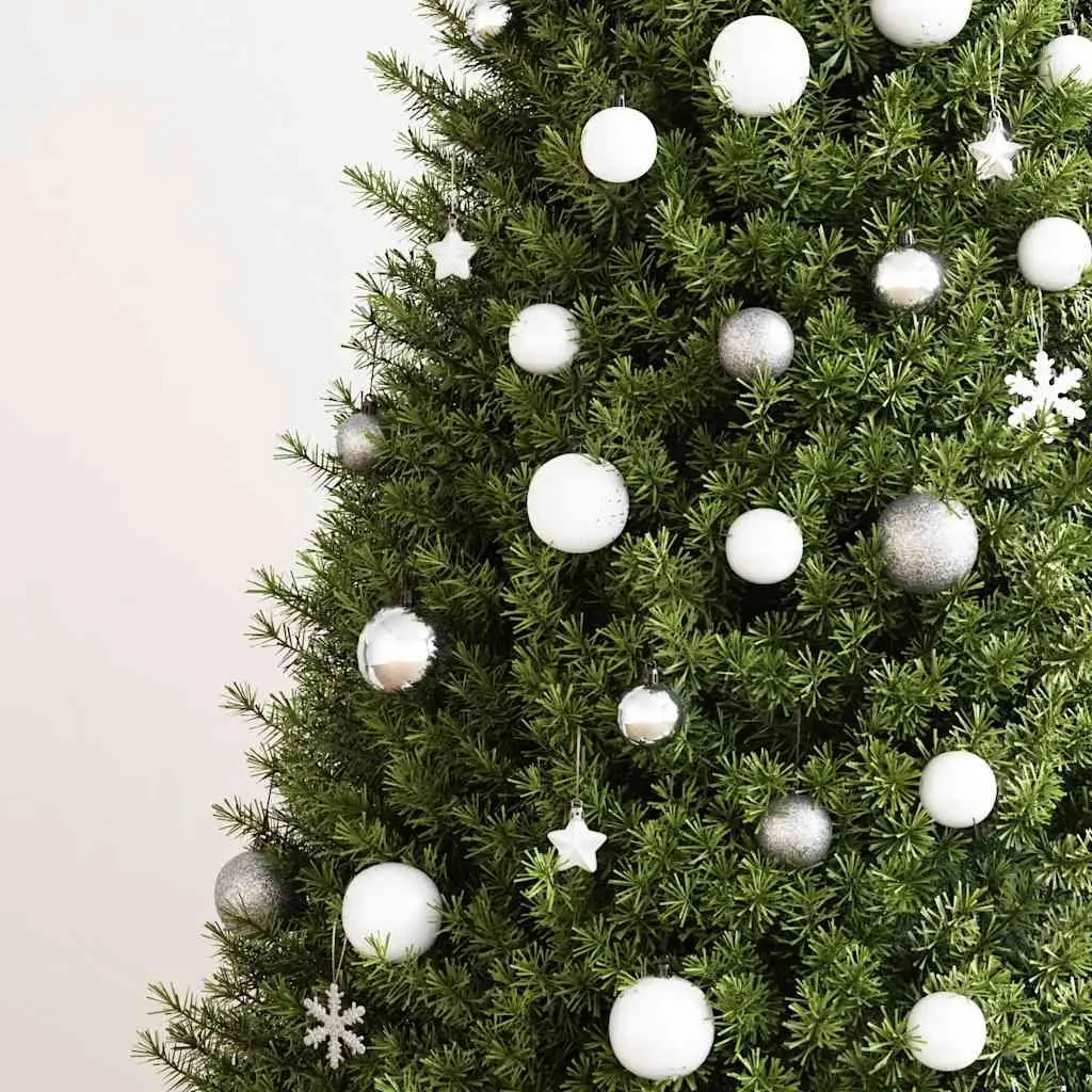 Christmas Bauble Set 111 Piece White Grey Shatterproof Ornaments Tree