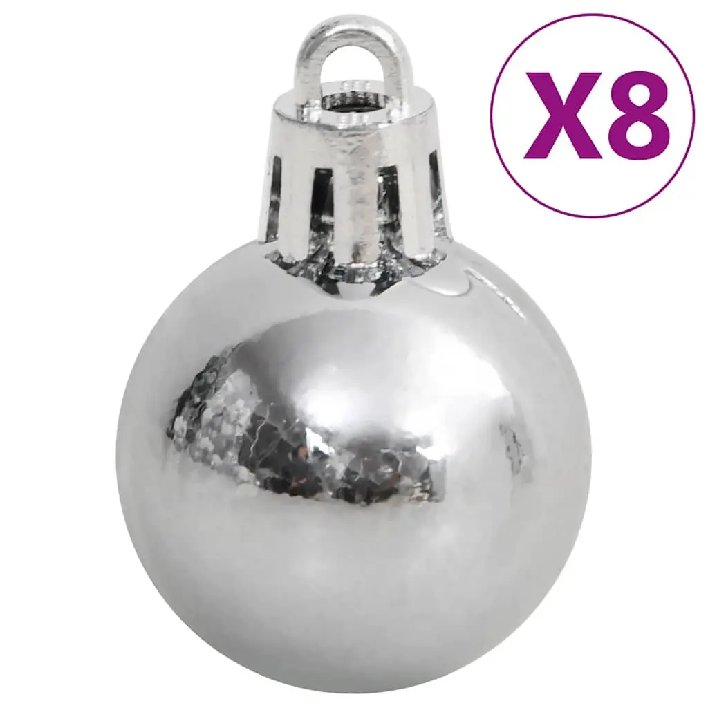 Christmas Bauble Set 111 Piece White Grey Shatterproof Ornaments Tree