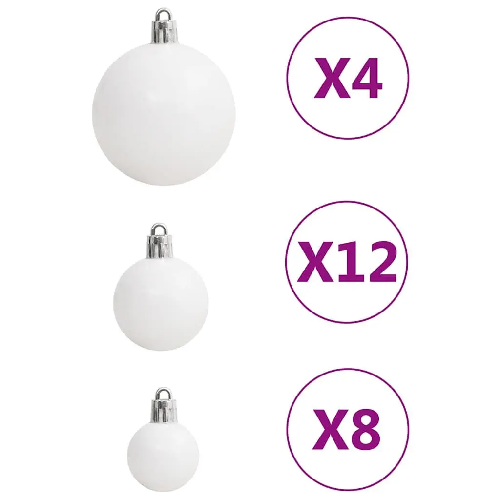 Christmas Bauble Set 111 Piece White Grey Shatterproof Ornaments Tree