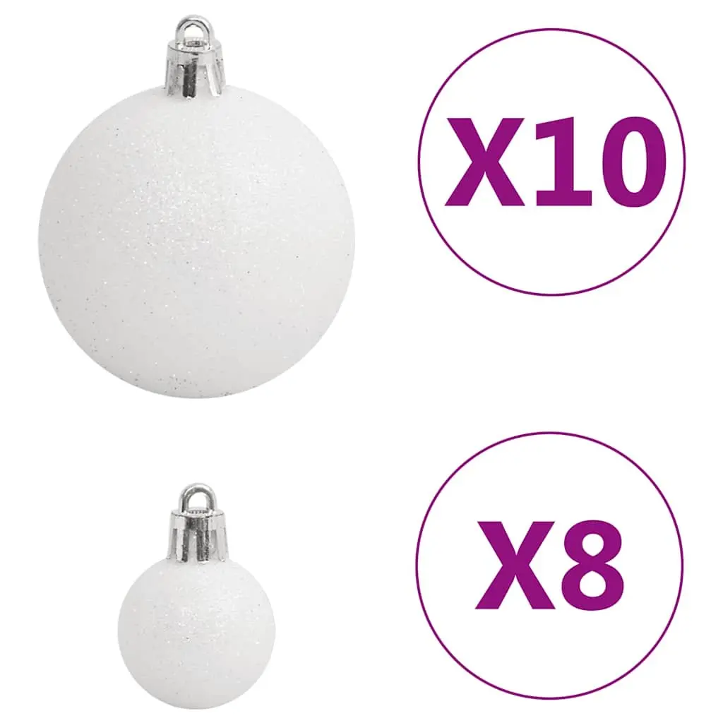 Christmas Bauble Set 111 Piece White Grey Shatterproof Ornaments Tree