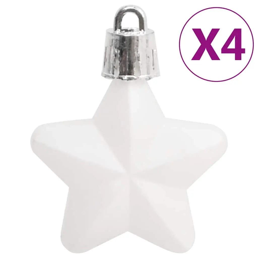 Christmas Bauble Set 111 Piece White Grey Shatterproof Ornaments Tree