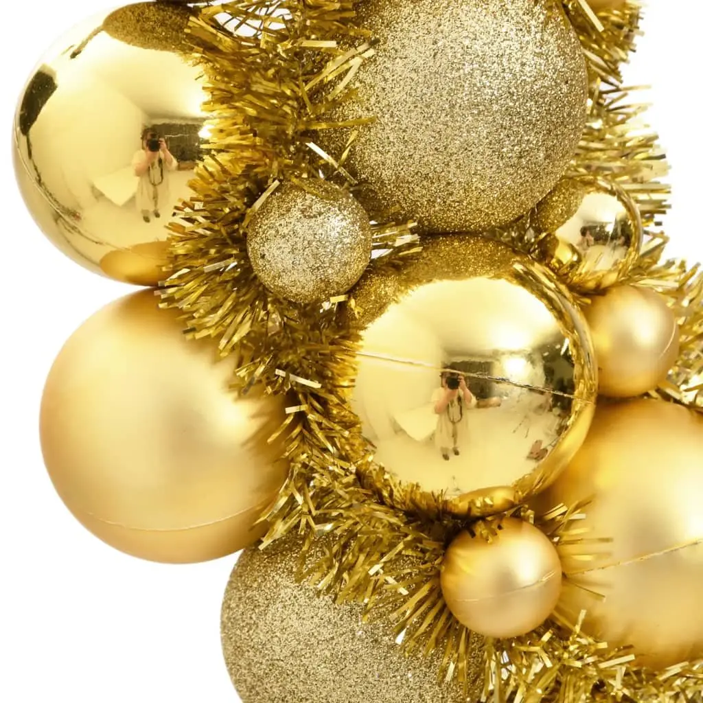 Christmas Wreath Gold 45cm Holiday Decoration for Front Door Fireplace Window Walls Outdoor Garden