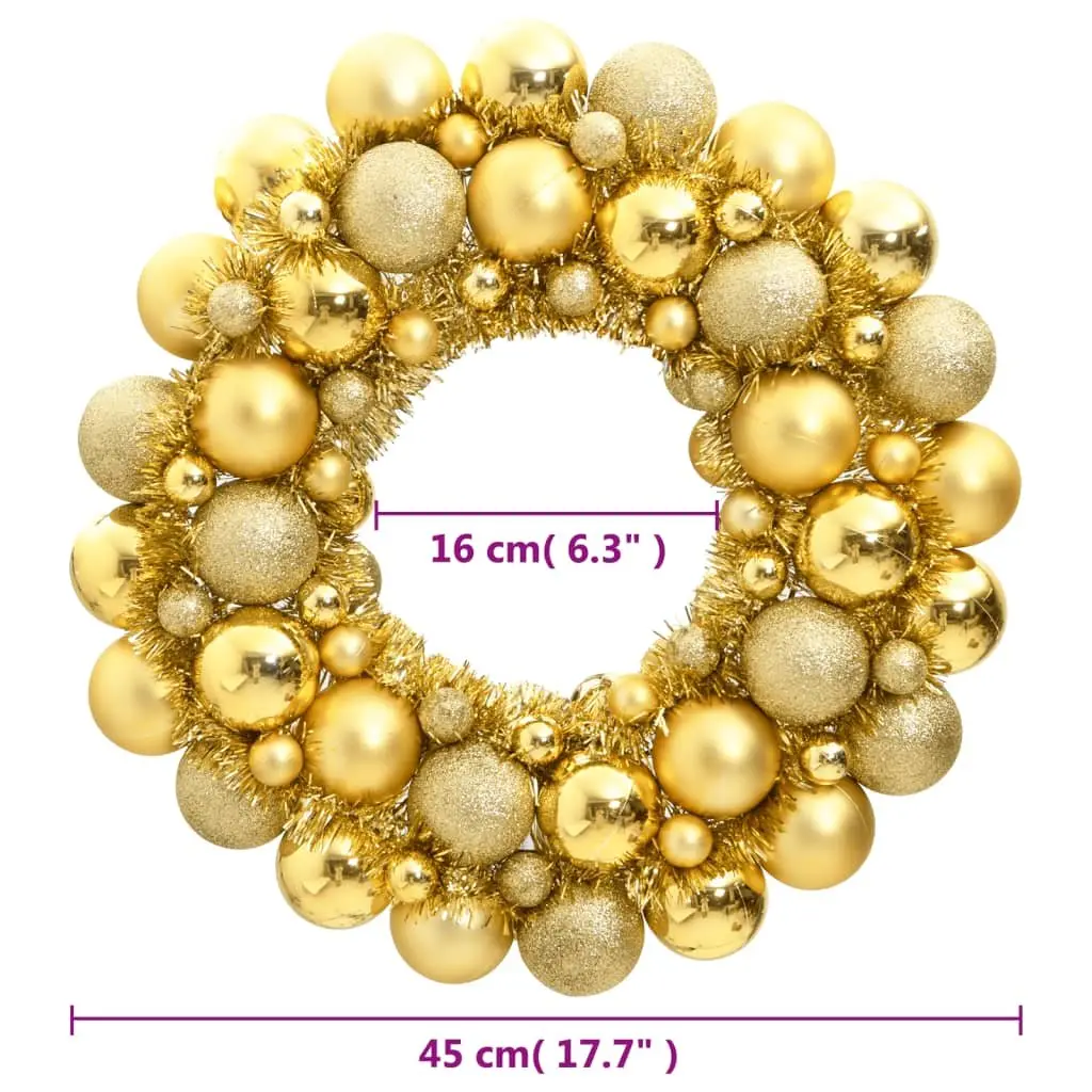 Christmas Wreath Gold 45cm Holiday Decoration for Front Door Fireplace Window Walls Outdoor Garden
