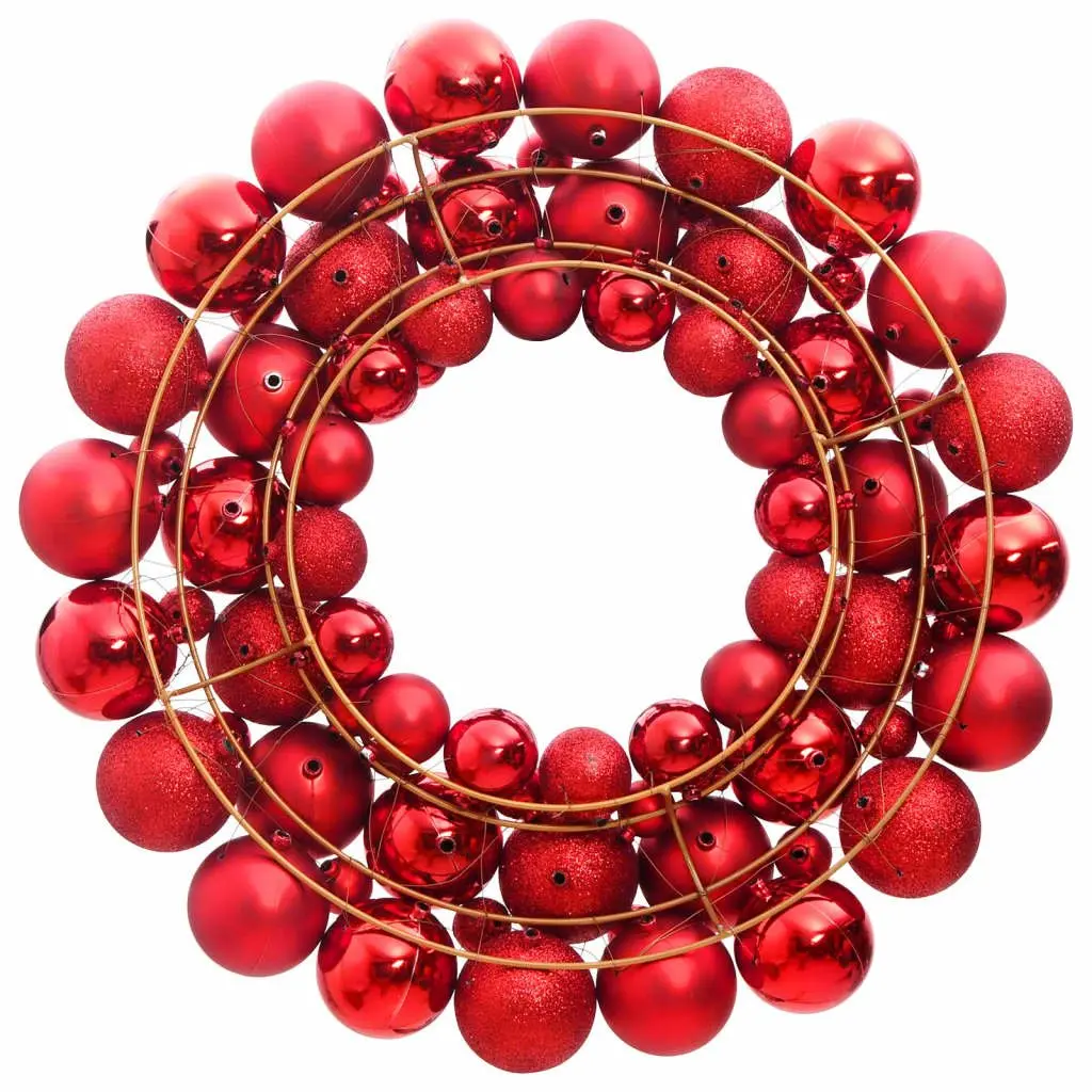 Red Christmas Wreath 45cm with 82 Balls