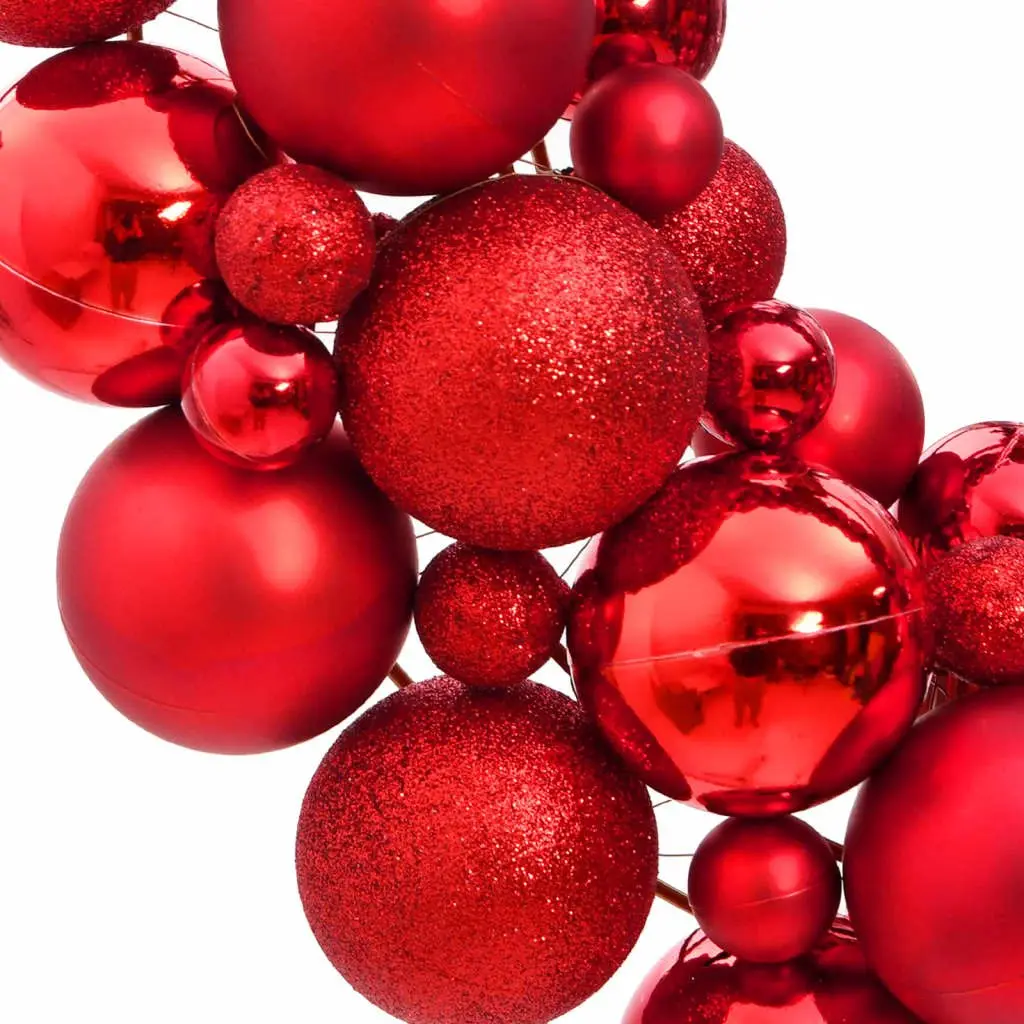 Red Christmas Wreath 45cm with 82 Balls