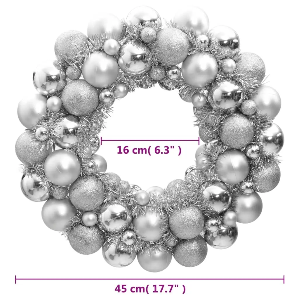 Christmas Wreath Silver 45cm Holiday Decoration