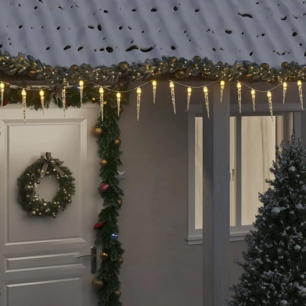 100 LED Warm White Christmas Icicle Lights