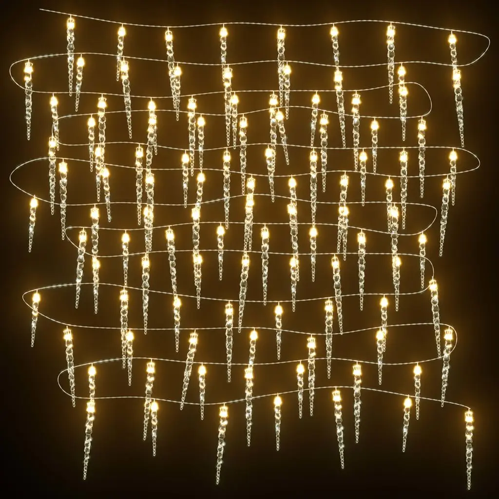 100 LED Warm White Christmas Icicle Lights