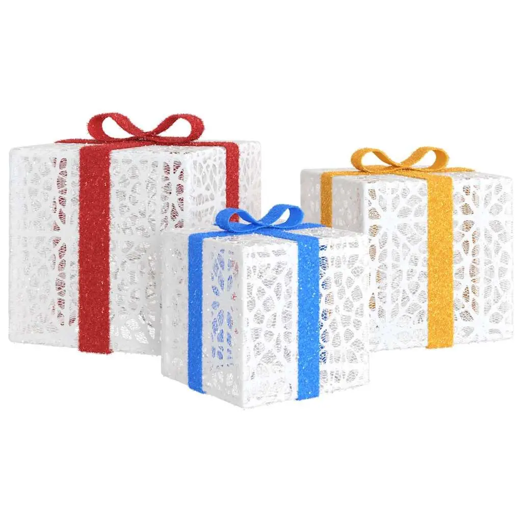 Christmas Boxes Set of 3 Warm White LED Lighted Holiday Decoration for Home and Parties
