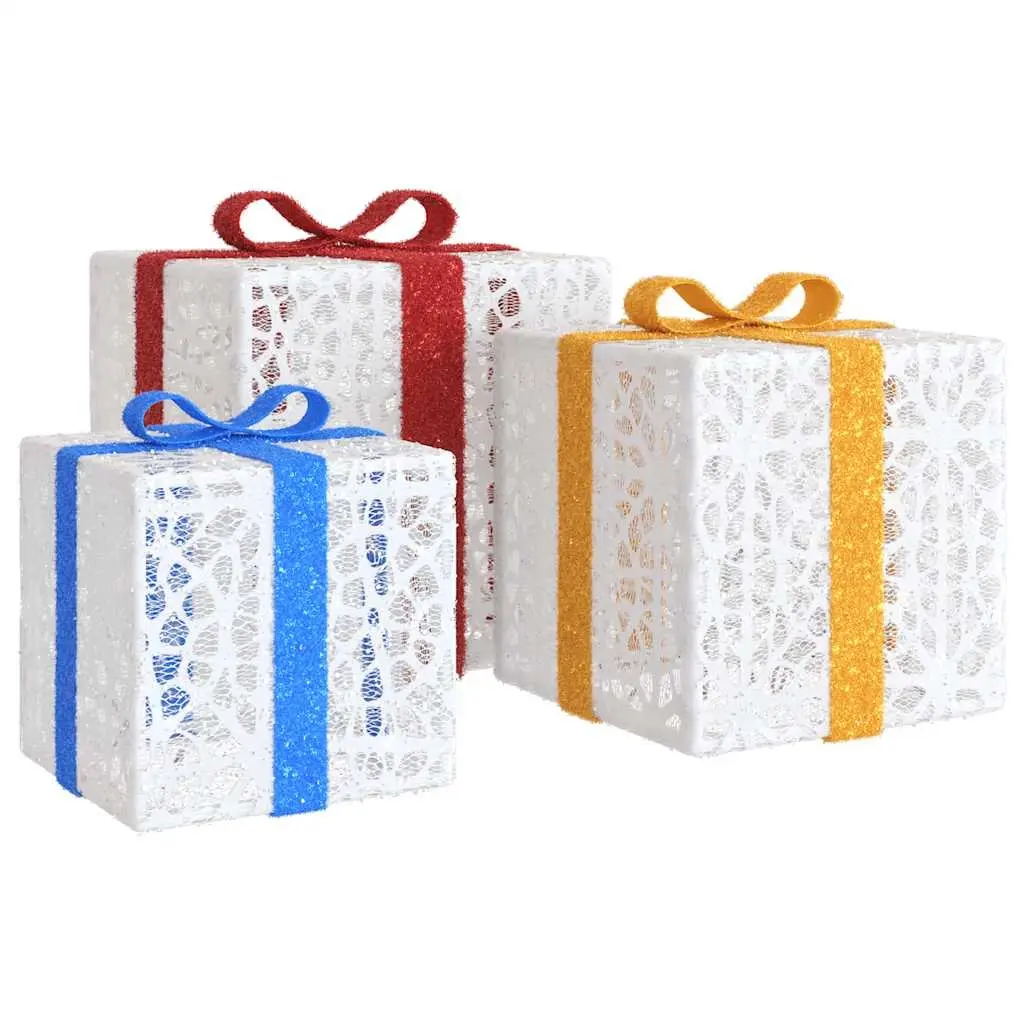 Christmas Boxes Set of 3 Warm White LED Lighted Holiday Decoration for Home and Parties
